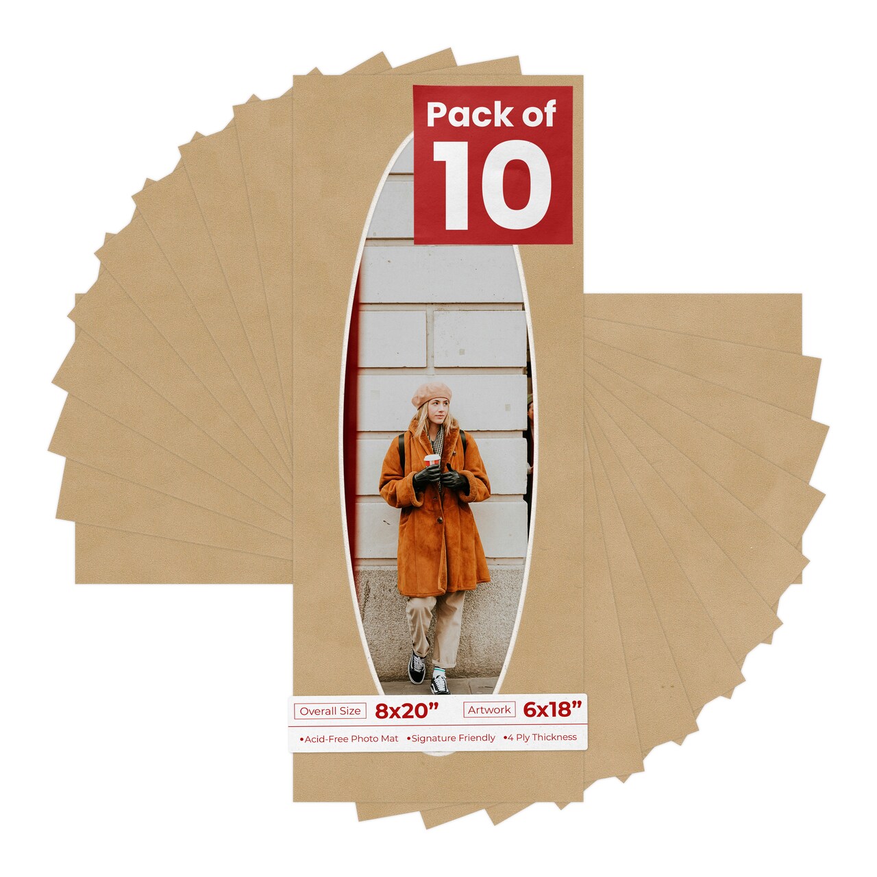 Beige Suede Mat Board for 8x20 Frames - Oval Opening for 6x18 Photos